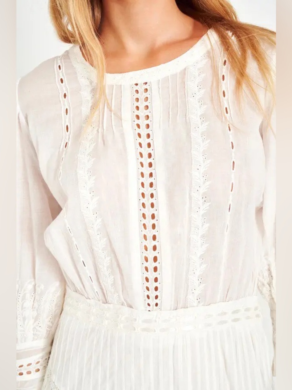LOVESHACKFANCY Lorelei White Lace Tiered Mini Dress - Picture 2 of 9